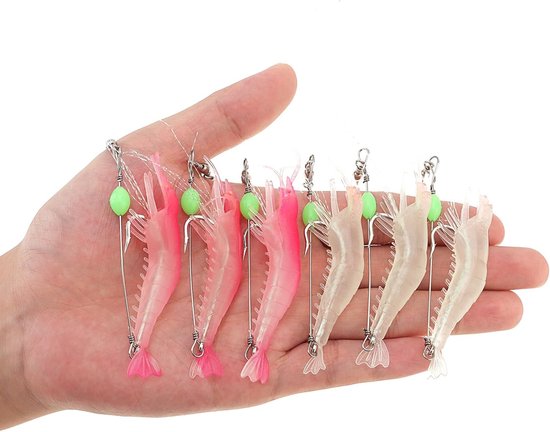 Luminous Soft Shrimp Lures voor Zoutwater Vissen, Kunstmatige Siliconen Aas met Haken voor Forel, Baars en Zalm — afbeelding 3