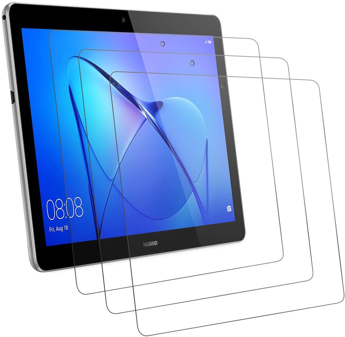 SolidKeus - 3 Stuks Screen Protector voor Huawei MediaPad T3 10.0 inch, 9H Gehard Glas, Anti-kras, HD Doorzichtig