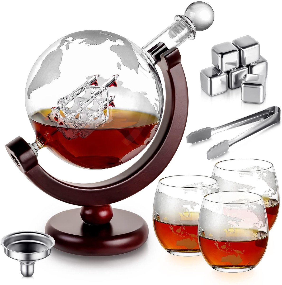 SolidKeus - Whiskey Decanteerset met Glazen en Stenen