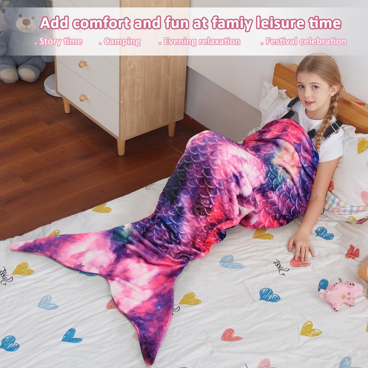 SolidKeus - Zeemeermin Deken van Fluffy Fleece voor Volwassenen en Kinderen, 155 x 50 cm