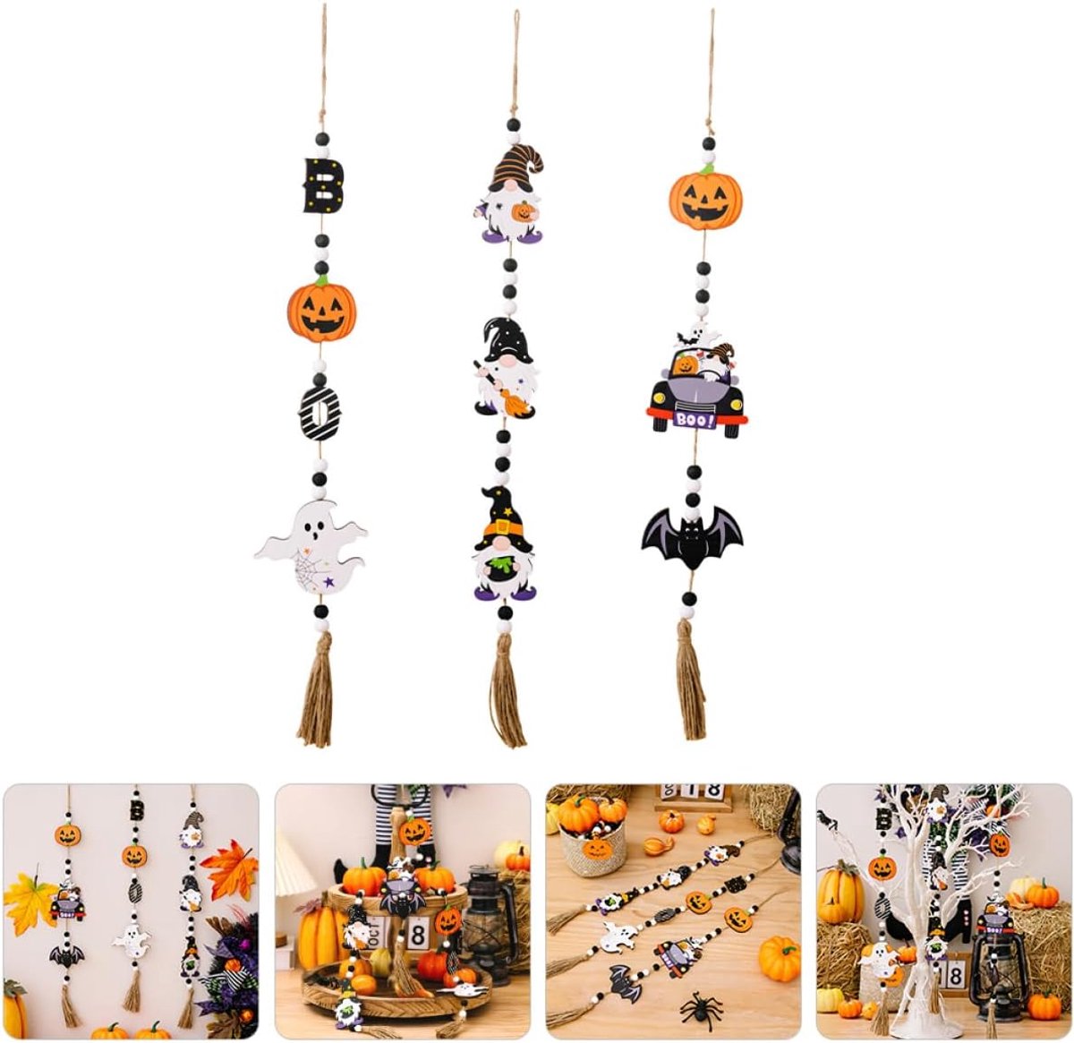 Halloween Hangdecoratie - Decoratieve Hanger - Halloween Versiering - Decoraties met Spoken - Kawaii Griezelige Spook Pompoen - Feestversiering - Direct Ophangen - Voor Bomen, Ramen, Gangen, Woonkamers of Tuinen - 3stuks