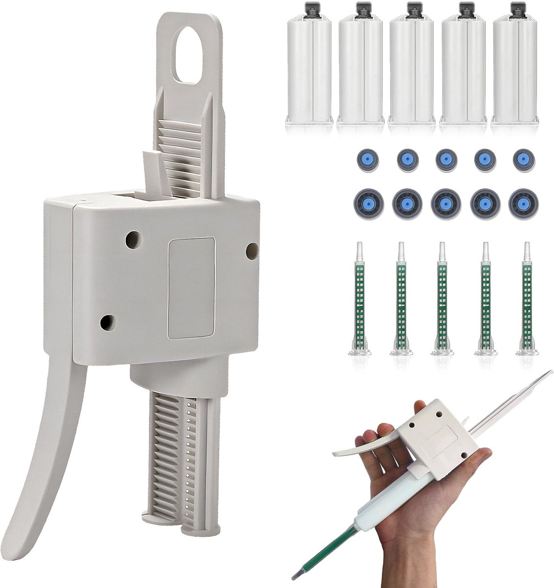 SolidKeus - 50ml 2K Lijmpistool met Mengtubes voor Epoxy