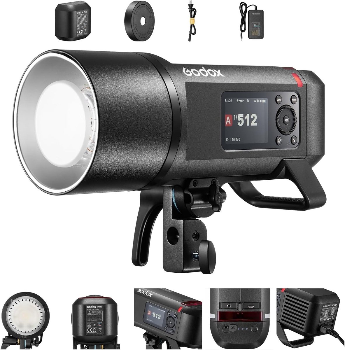 Krachtige 600Ws Outdoor Strobe Light met 2.4GHz Wireless TTL, TFT Scherm en Lithium-Ion Accu voor Professionele Fotografie en HSS Functie