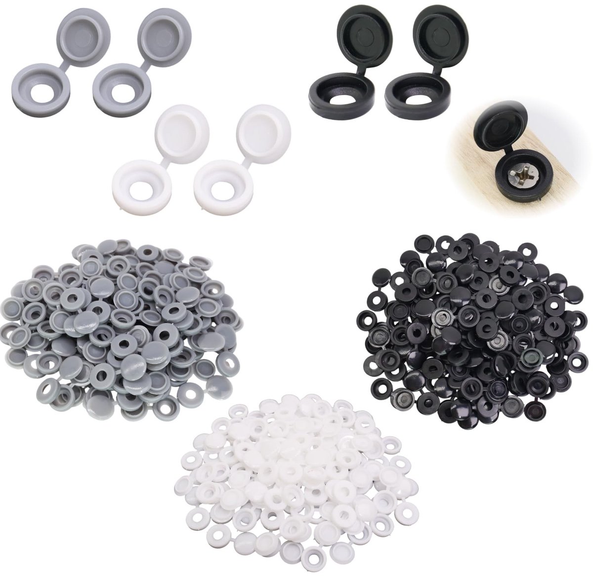 SolidKeus - Set van 300 Vouwbare Plastic Schroefkappen voor Meubels en Muren