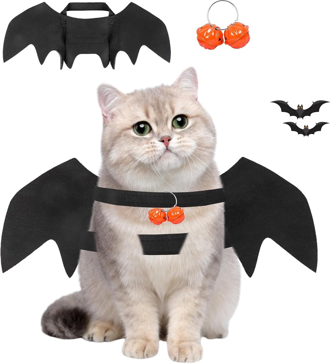 2stuks Kat vleermuisvleugels - Vleermuiskostuum - Halloween vleermuisvleugels - Huisdier Kostuum - Huisdierkleding - Halloween kattenkostuums voor katten - Voor huisdieren, geschikt voor Halloween-cosplayfeesten en -evenementen - 2stuks - M+L