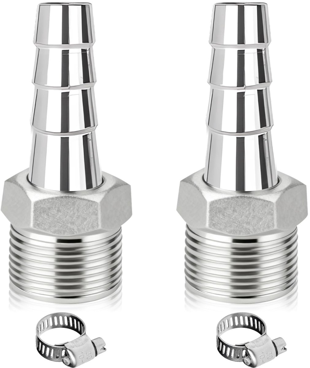 SolidKeus - Set van 2 RVS Slangaansluitingen 3/8 Inch