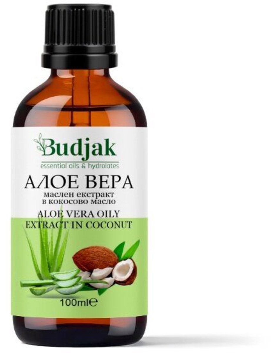 Biologische Aloë vera-olie-extract in kokosolie - geïrriteerde huid - gevoelige hoofdhuid - 100 ml.