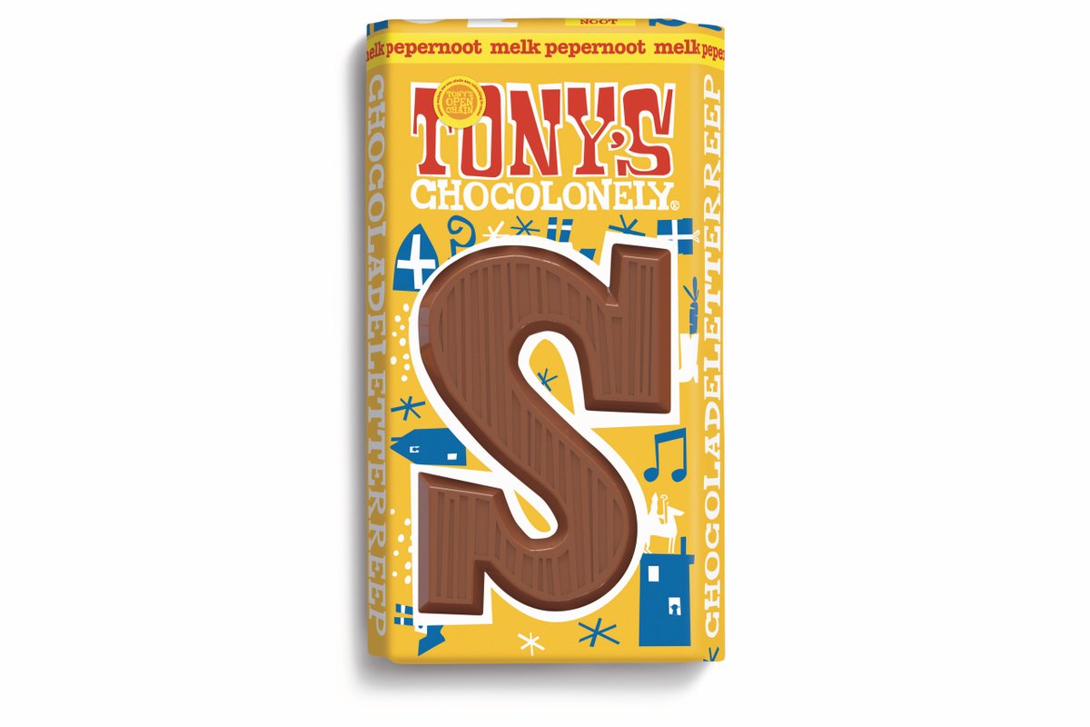 Tony's Chocolonely - Chocoladeletter - Melk Pepernoot - Sinterklaas - Schoencadeautjes - Sint Cadeau - 90 Gram - Fairtrade Belgische Chocola