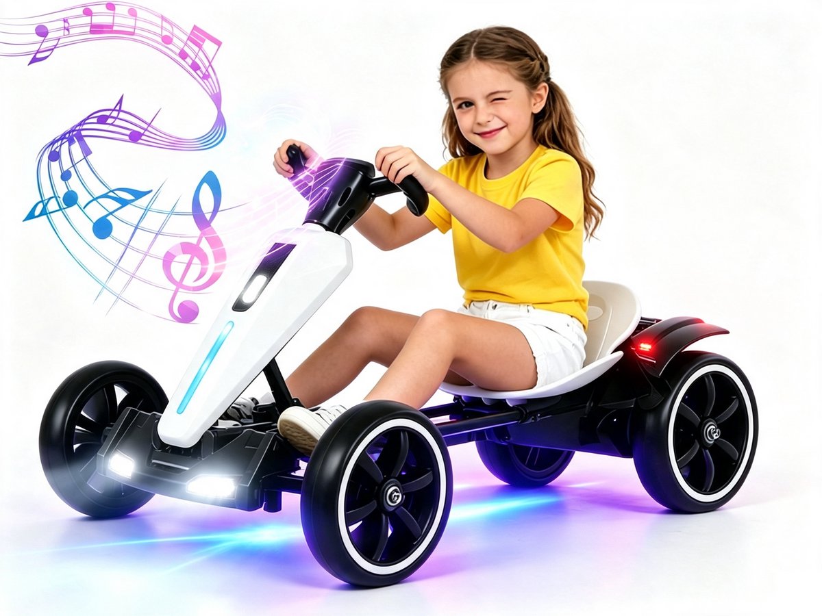 Elektrische Drift Kart voor Kinderen – Dubbel Motor Aandrijving – Afstandsbediening & LED-verlichting – Max. 50 kg – Geschikt voor Kinderen van 3-8 Jaar – EU-stekker