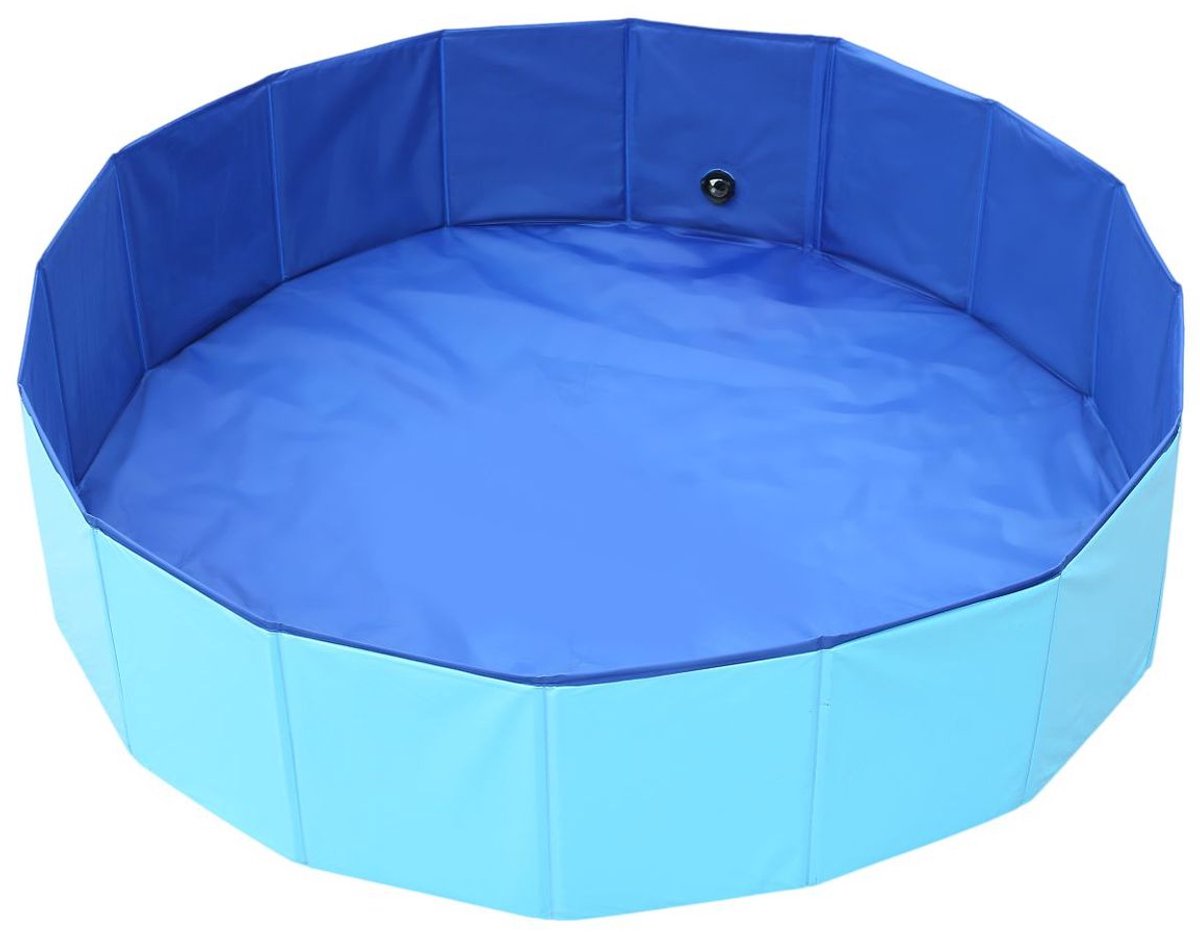 Hondenbad – Opvouwbaar hondenbad – Stevig plastic bad – Draagbaar hondenbad – Draagbaar huisdierenbad – Geschikt voor gebruik in de tuin en het wassen van huisdieren – Blauw