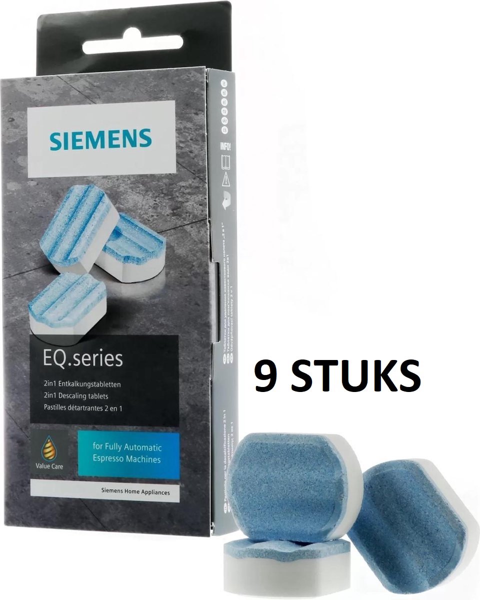 Siemens EQ series - Ontkalkingstabletten voor volautomatische koffiemachines - 2in1 - 9 x 36gr