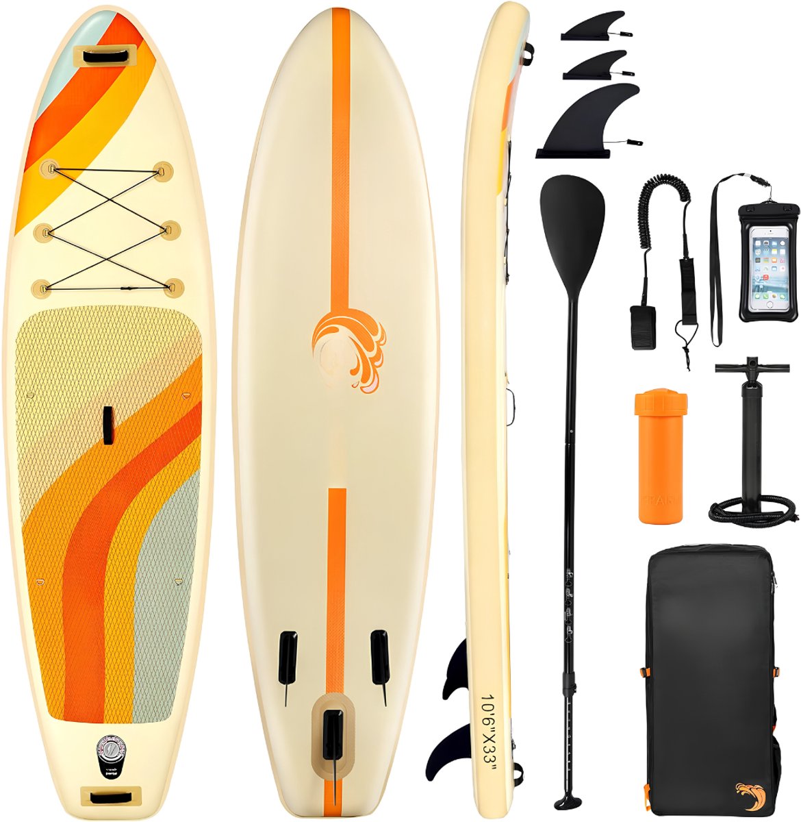 Lìon® Supboard - Opblaasbaar Paddle Board - Sup Board - Geel - 320cm x 84cm x 15cm
