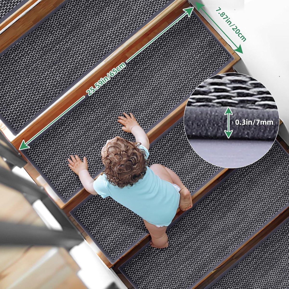 Trapmatten - 15 stuks - zelfklevend - geluidsarm - antislip - traptreden voor trap - keuken - slaapkamer - ouderen - kinderen - honden - donkergrijs