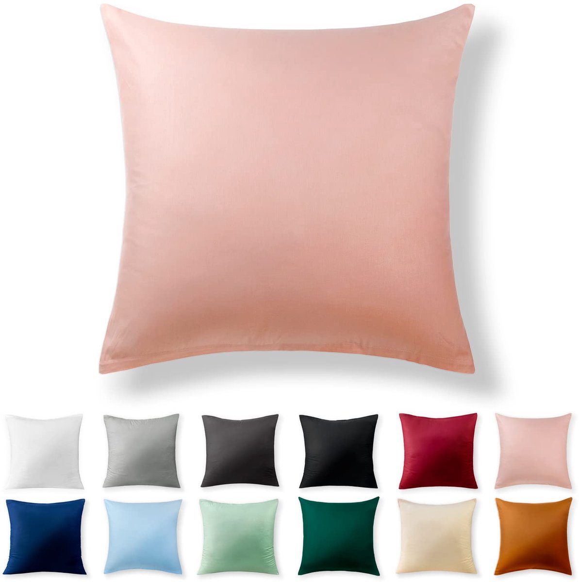 Kussenbezug 40 x 40 cm - 100% Katoen, Babyroze met Versteckte Rits