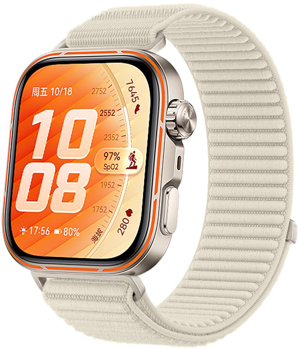 By Qubix - Nylon ribbelbandje - Sterrenlicht - geschikt voor Huawei Watch Fit 5 / 4 / 3