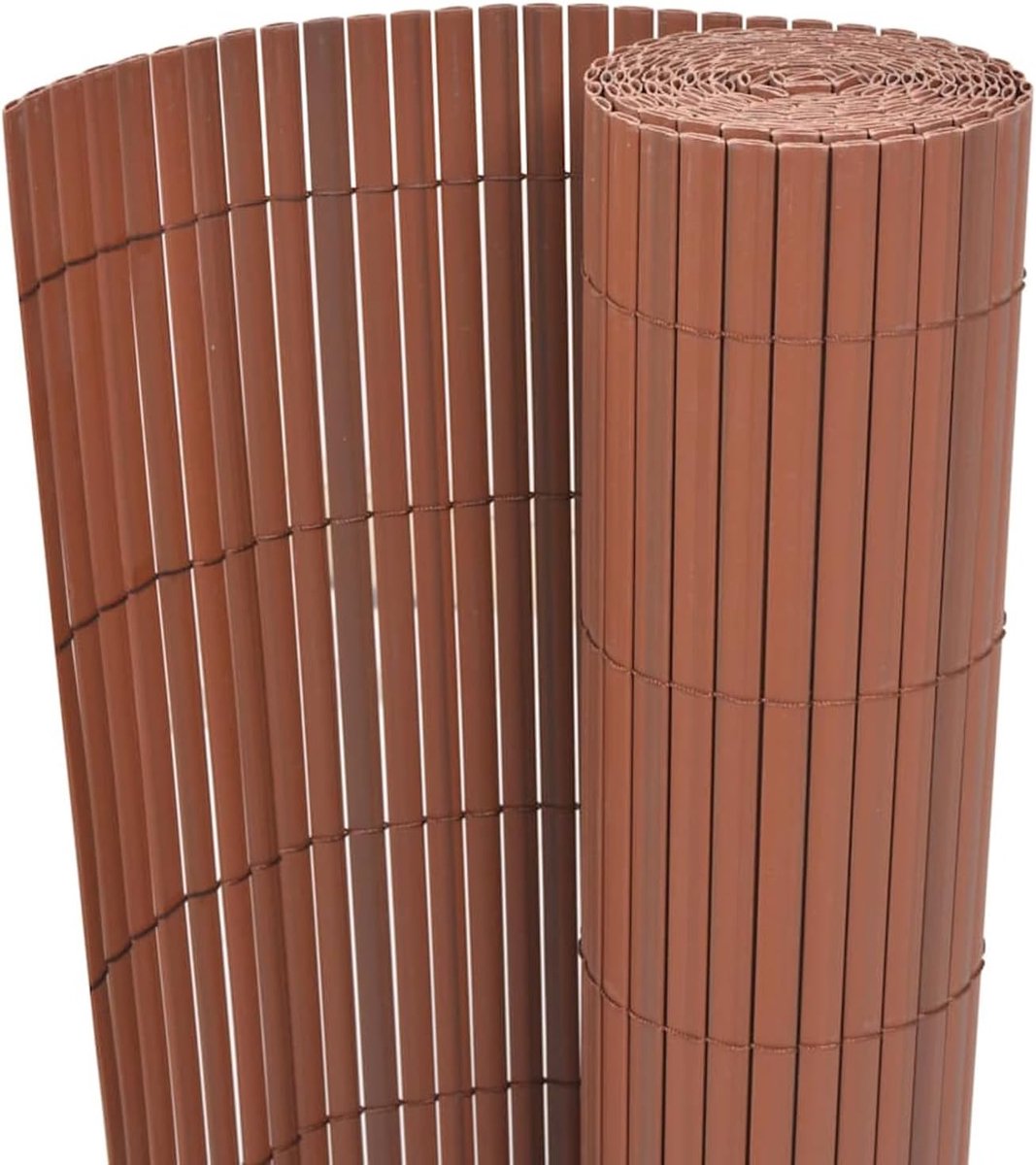 Pvc-tuinhek met dubbelzijdig oppervlak, pvc-mat, veranda-hek, zonwering of windscherm, eenvoudig in de lengte te verstellen, 90 x 500 cm, bruin