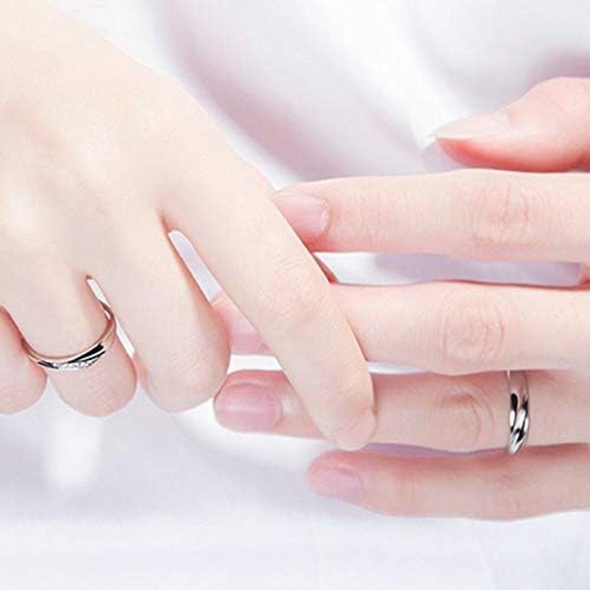 Ringen, ringen voor dames en heren, 1 paar trouwringen, verstelbare ronde ringen, zilver, voor echtgenote, echtgenoot, vriendin, vriend