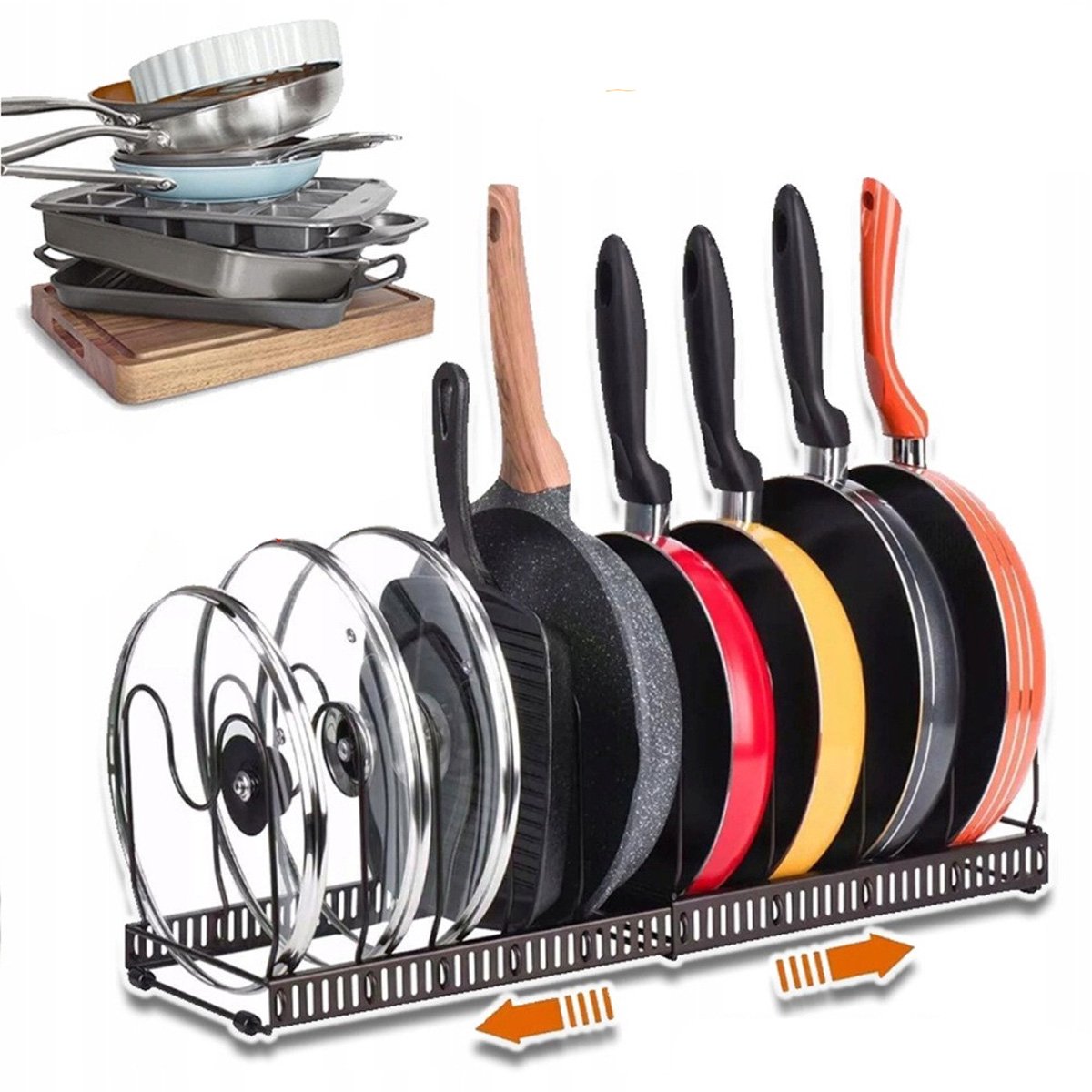 Verstelbare Pan & Deksel Organizer - Keuken Opbergrek
