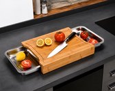 Snijplank Bamboe met Opvangbakjes – 2 RVS Lades – Grote Snijplank – Keuken Snijplank met Lade