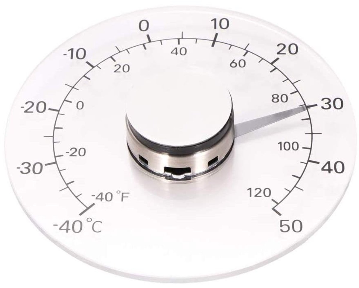 Buitenthermometer - Transparant - 10,7 x 2,4 cm - Acryl en Roestvrij Staal - Voor Ramen en Deuren
