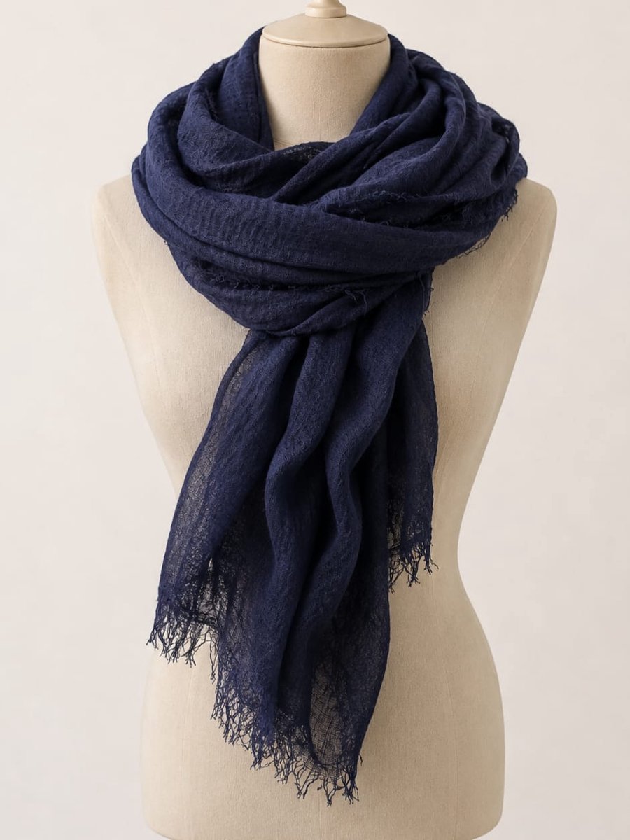 Mooie dunne dames sjaal navy blauw- Langwerpige sjaal- Youhomy accessoires Shawl- Omslagdoek vrouwen-scarf - sjaal - viscose|alle seizoenen sjaal