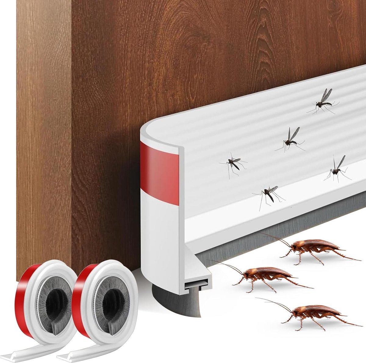 2 stuks borstelafdichting - zelfklevend - 100 x 3 cm - deurborstelafdichting - zelfklevend - wit - deurafdichting met borstel - deurafdichting onder - voor insectenbestendig - koudebestendig