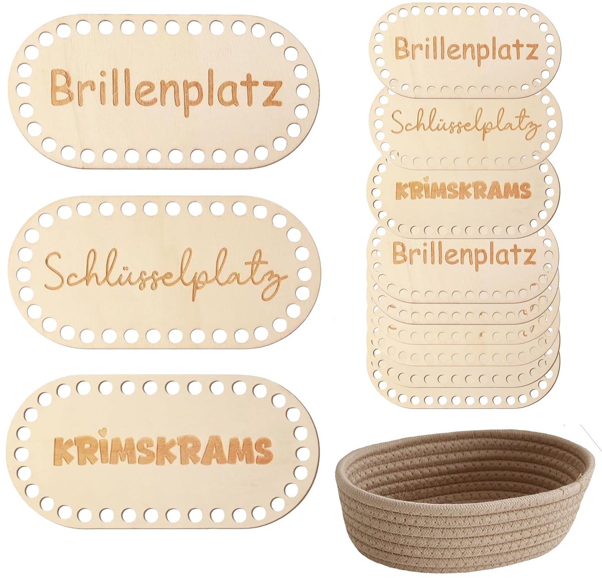 SolidKeus - 12 Stuks Houten Bodems voor Manden en Creatieve Projecten