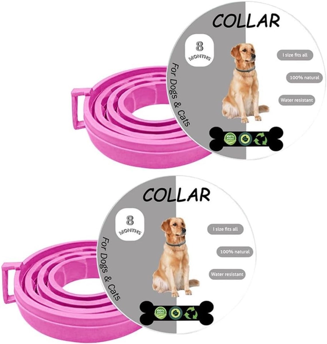 SolidKeus - Teken- en Vlooienhalsband voor Honden en Katten, 2 Stuks