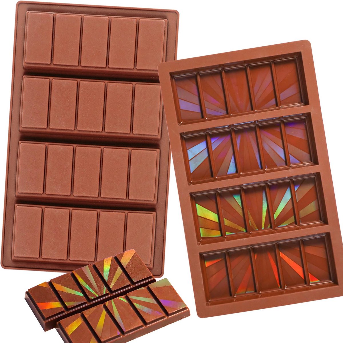 SolidKeus - Holografische Chocolade Mal Silicone 2 Stuks voor Creatieve Chocoladevormen