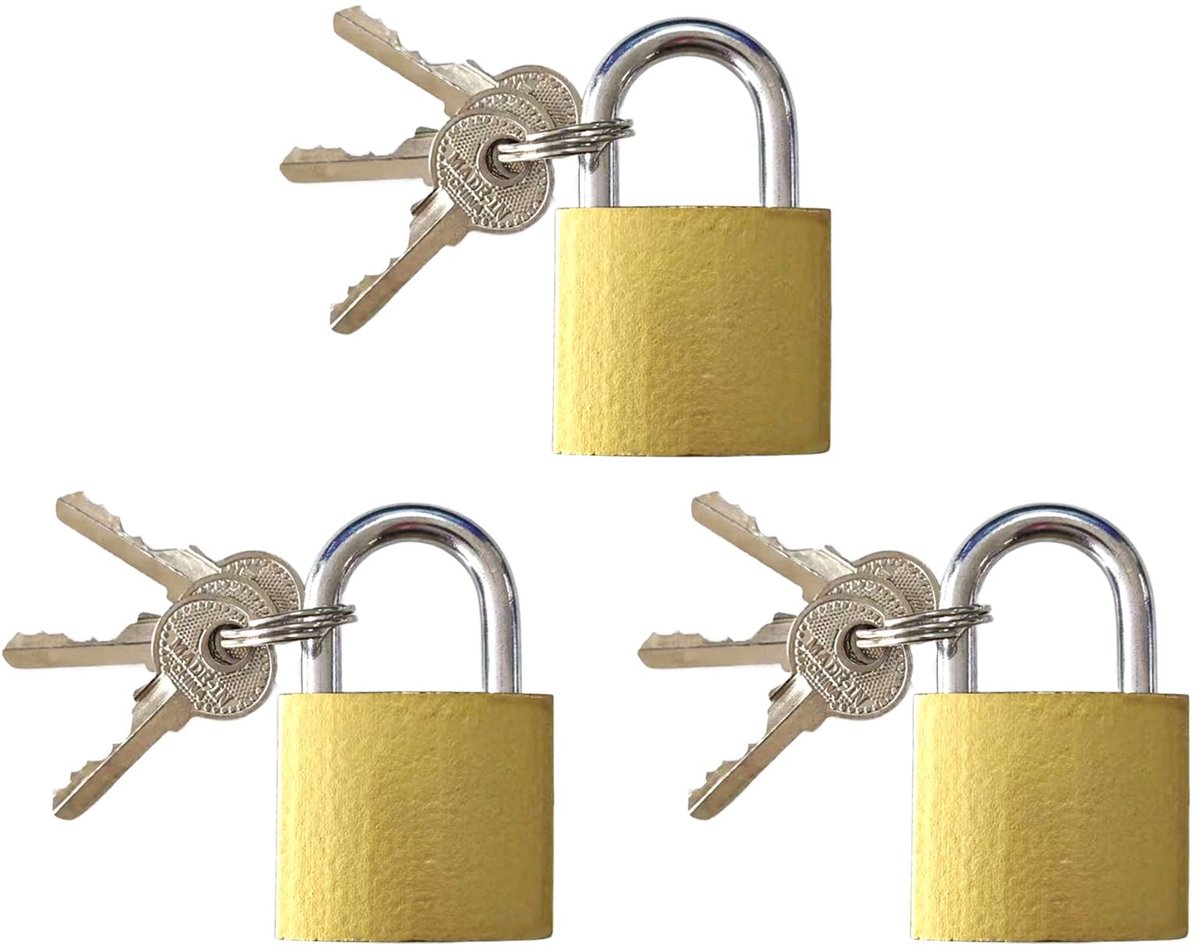 SolidKeus - Set van 3 Haak Hangsloten met Sleutels
