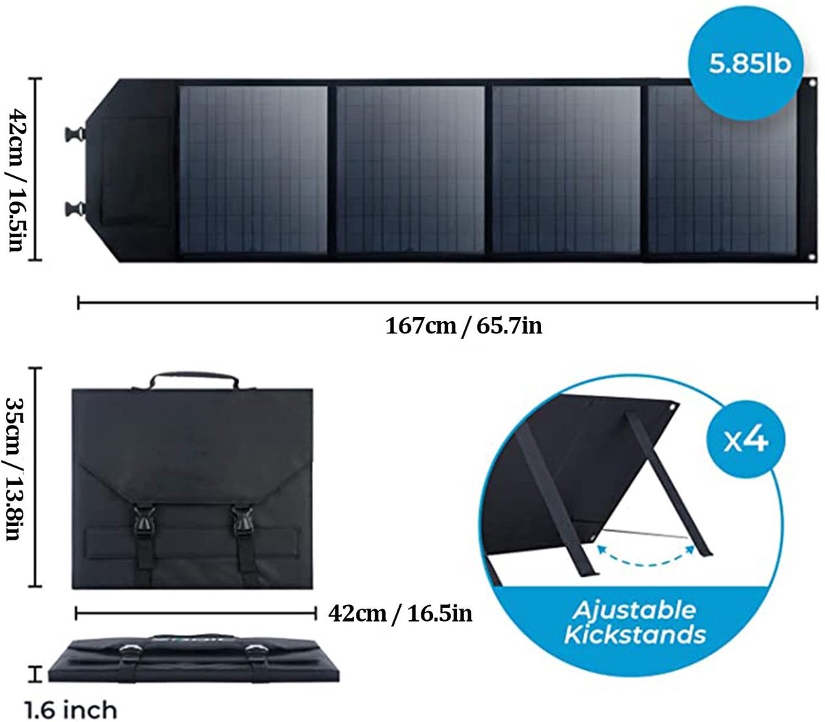 SolidKeus - Draagbaar 80W Zonnepaneel met Dubbele USB-uitgangen voor Buiten