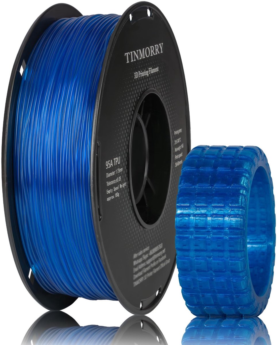 SolidKeus - TPU Filament 1.75mm voor 3D Printers (1KG, Transparant Blauw)