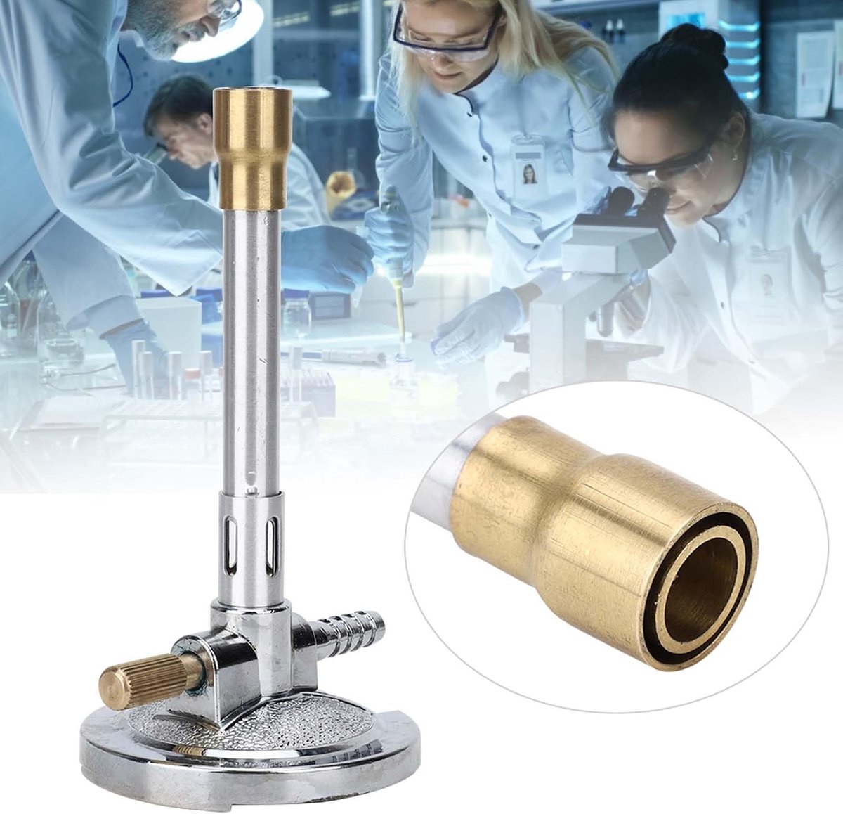 Draagbare gasbrander voor laboratoria, lichtgewicht met vlamstabilisator en gasregeling, ideaal voor experimenten en verwarming