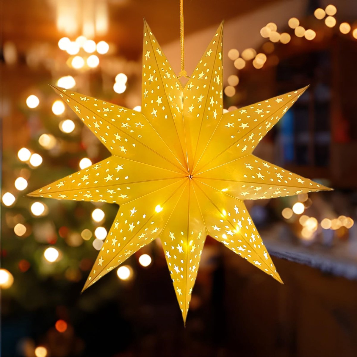 SolidKeus - 3D Vouwbare Papieren Ster voor Kerstdecoratie