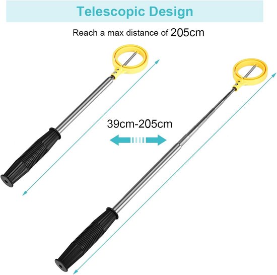 Telescopische Golfbal Retriever van RVS, Golfbal Picker en Pickup Schep voor Golfaccessoires, Perfecte Cadeaus voor Golfers, 39-215 cm — afbeelding 2
