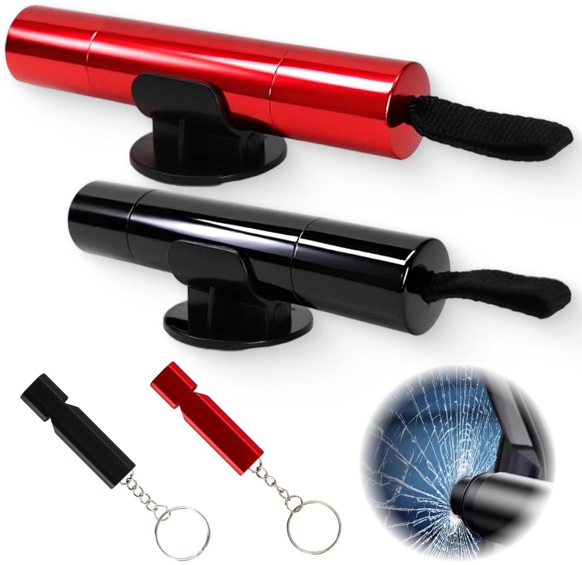 SolidKeus - 2-in-1 Veiligheidshamer met Gordelsnijder voor Auto (Set van 2)