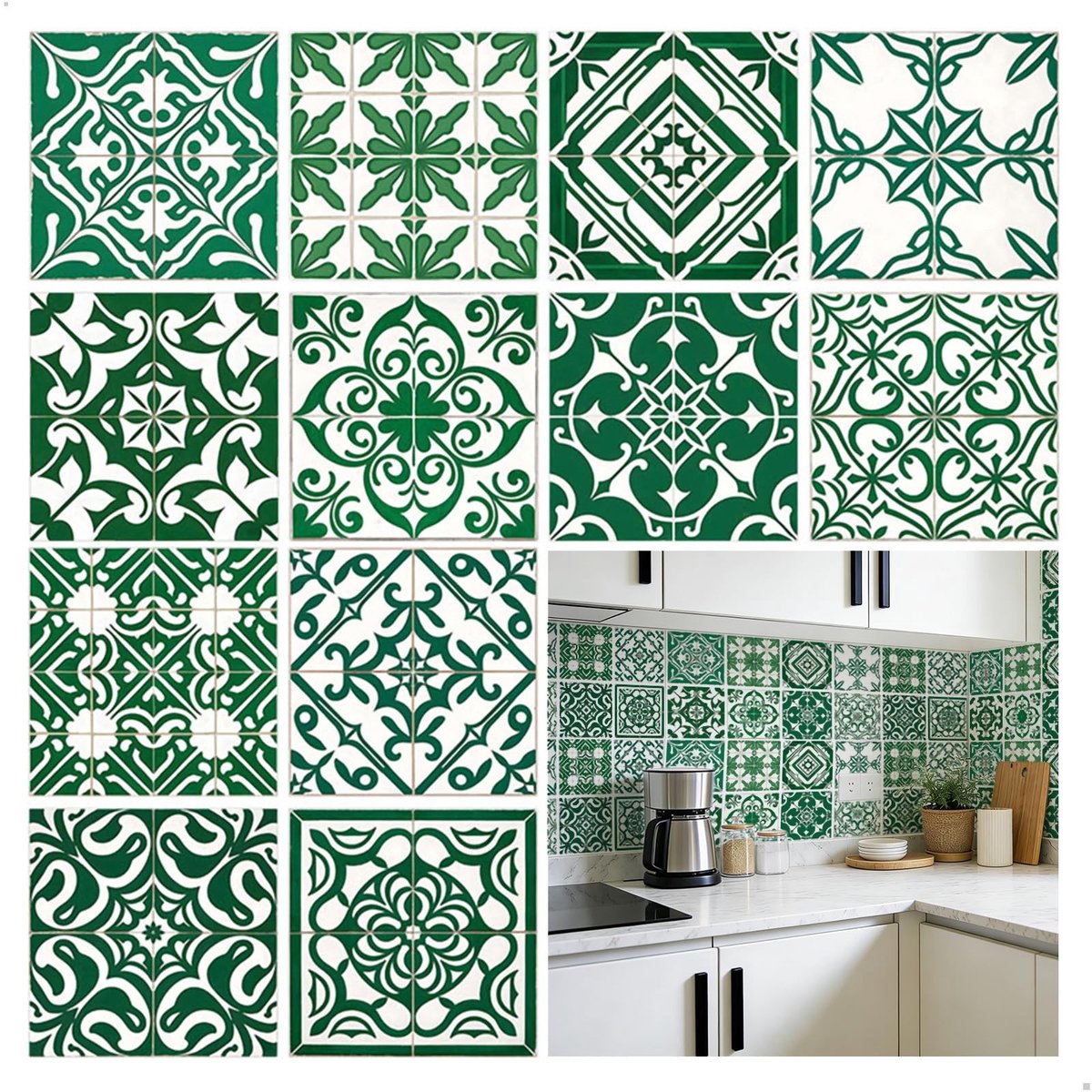 SolidKeus - Zelfklevende Tegelstickers, Set van 12, Groene Jungle