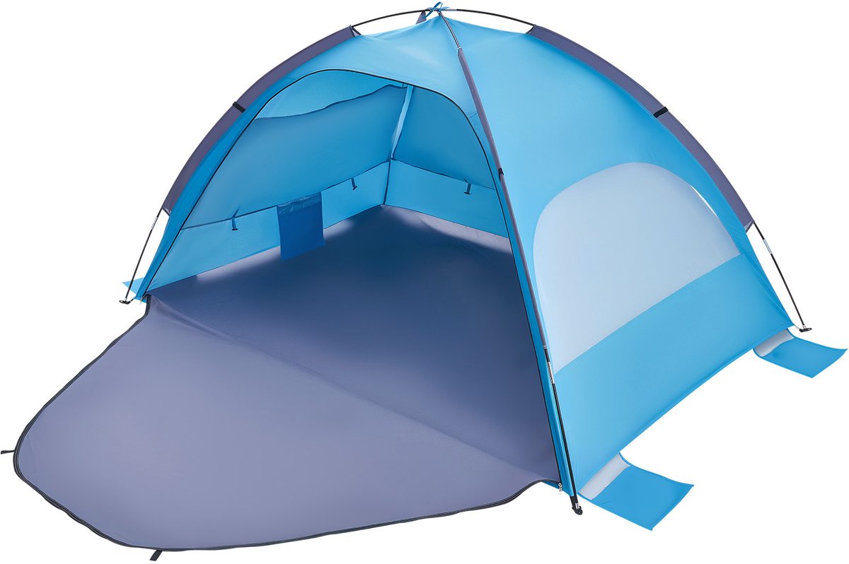 Strandtent/Zonnescherm voor 3 Personen, UPF 50+ Bescherming, Draagbare Tent met Draagtas en Grondankers, Lichtgewicht Parasol voor Kamperen, Vissen en Picknicken