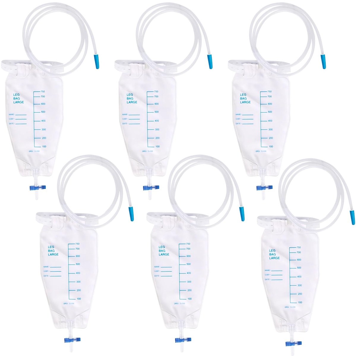 SolidKeus - Set van 6 Urinezakken met Ventiel en T-Afvoer 750 ml