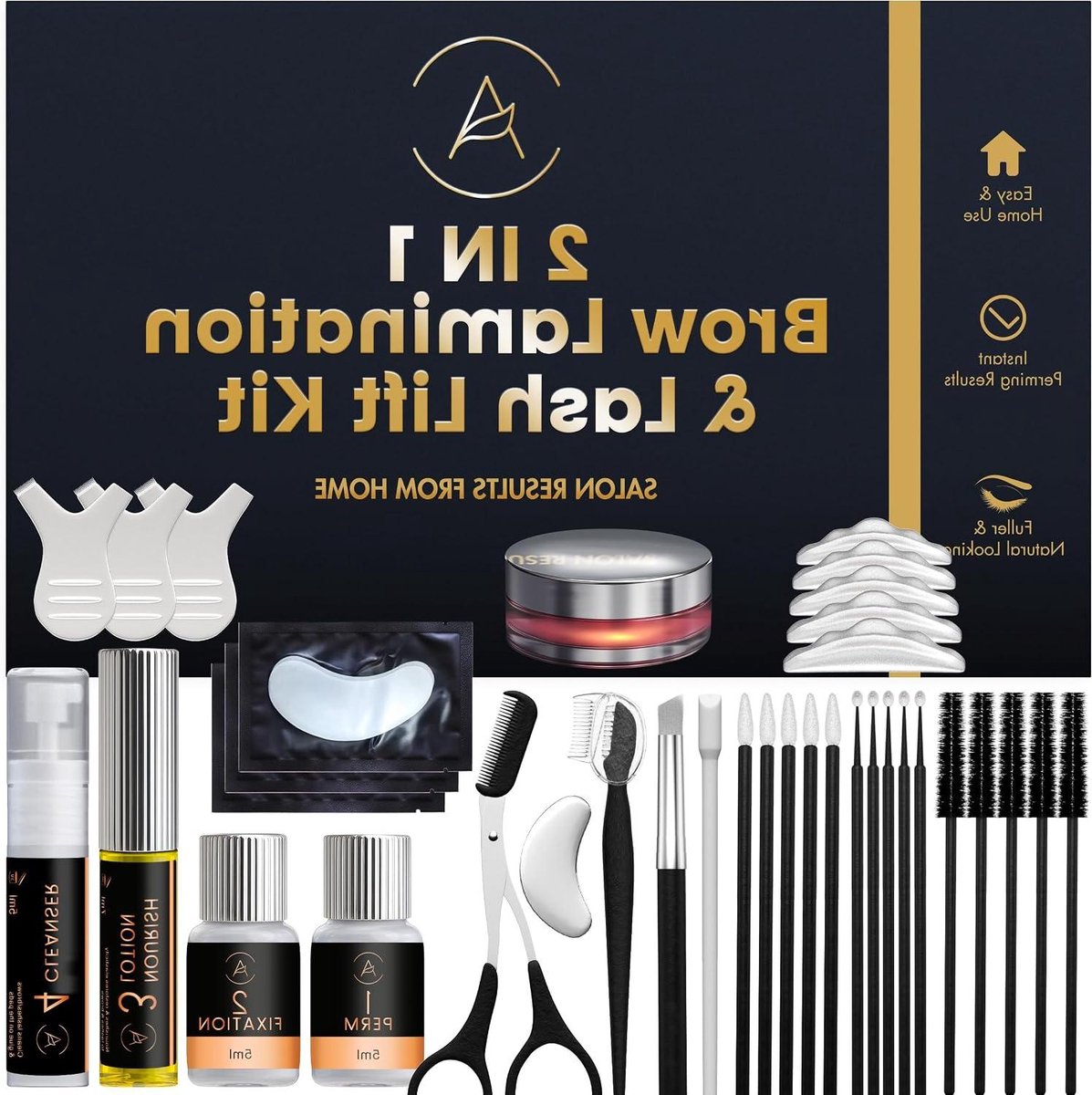 Wimperlift Kit - Wenkbrauw Laminering - Schoonheidsroutine Thuis - 2-in-1 Oplossing - 15 Toepassingen - Niet Gespecificeerd