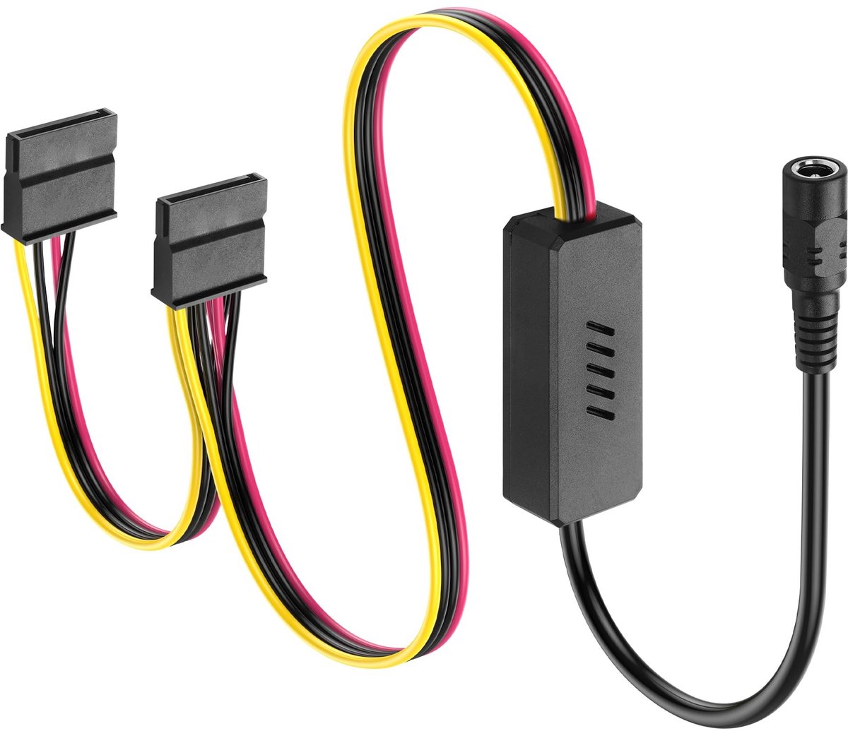 SolidKeus - 12V DC naar 2 SATA Adapter Kabel voor Computer (58 cm)
