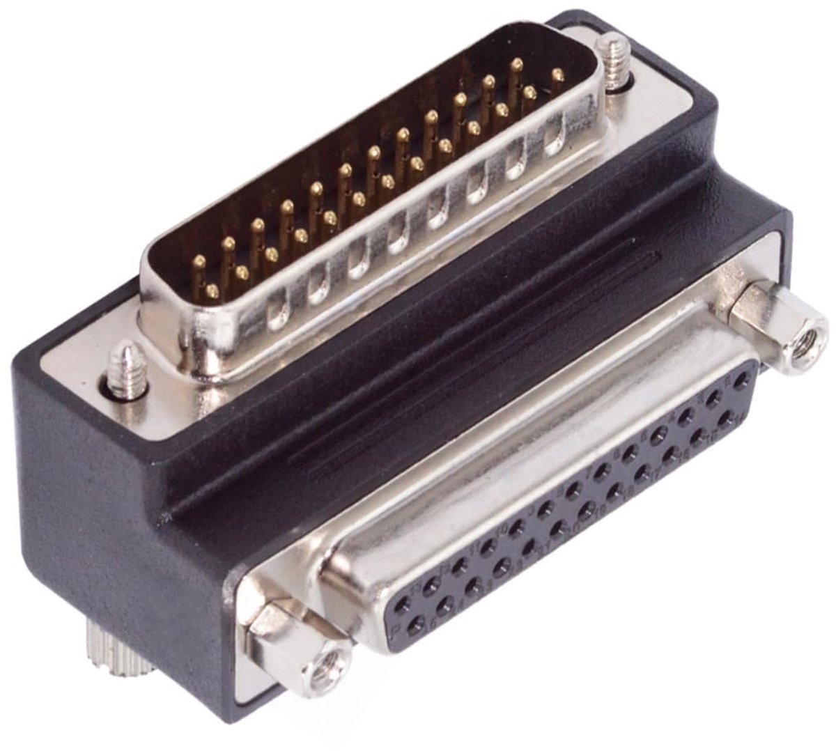 SolidKeus - DB25 Male naar Female Schroefadapter 90 Graden