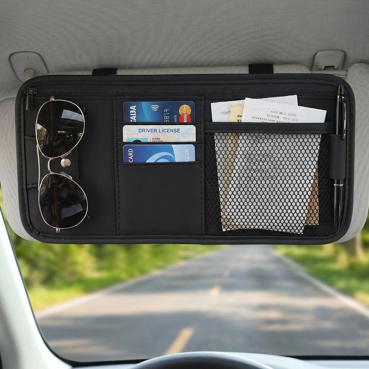 SolidKeus - Zonnebrilhouder en Organizer voor Auto Zonneklep