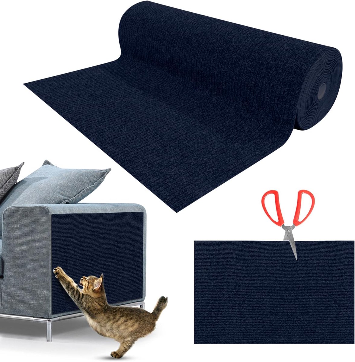 Krabpaal voor katten, zelfklevende mat, klimkat, krasbescherming, kattenbank, blauw