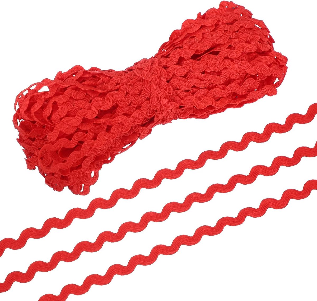 Rac Trim 5 mm 28 Yard, Wave Buigende Franje Trim Lint Rick Rack Kant Trim Lint voor Naaien Ambachten Kleding Geschenkverpakking Feestversiering, Rood