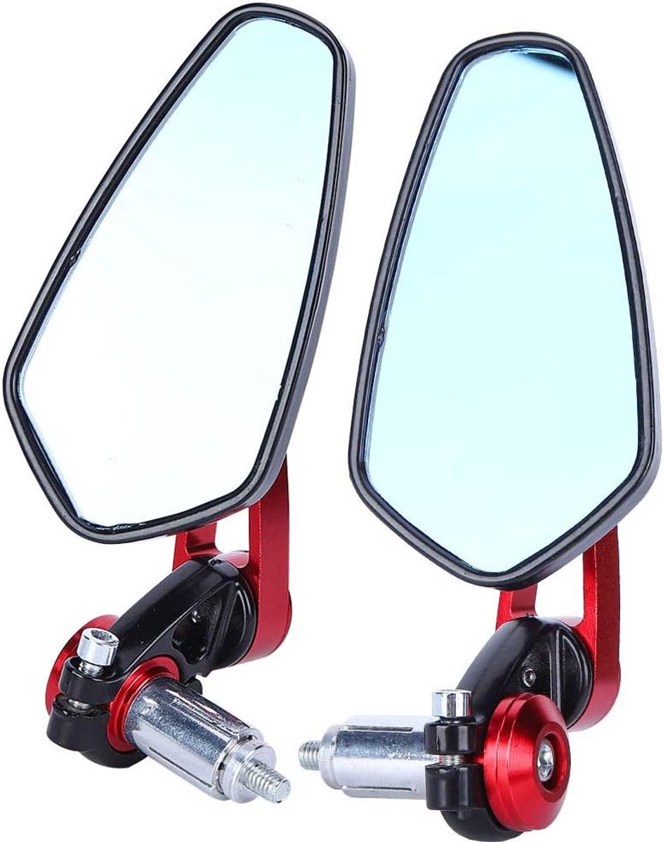 Achteruitkijkspiegels, 2 stuks, zijspiegels en accessoires, verstelbaar, zijspiegel, aluminiumlegering, universele motorfiets, 7/8 inch, 22 mm (rood)