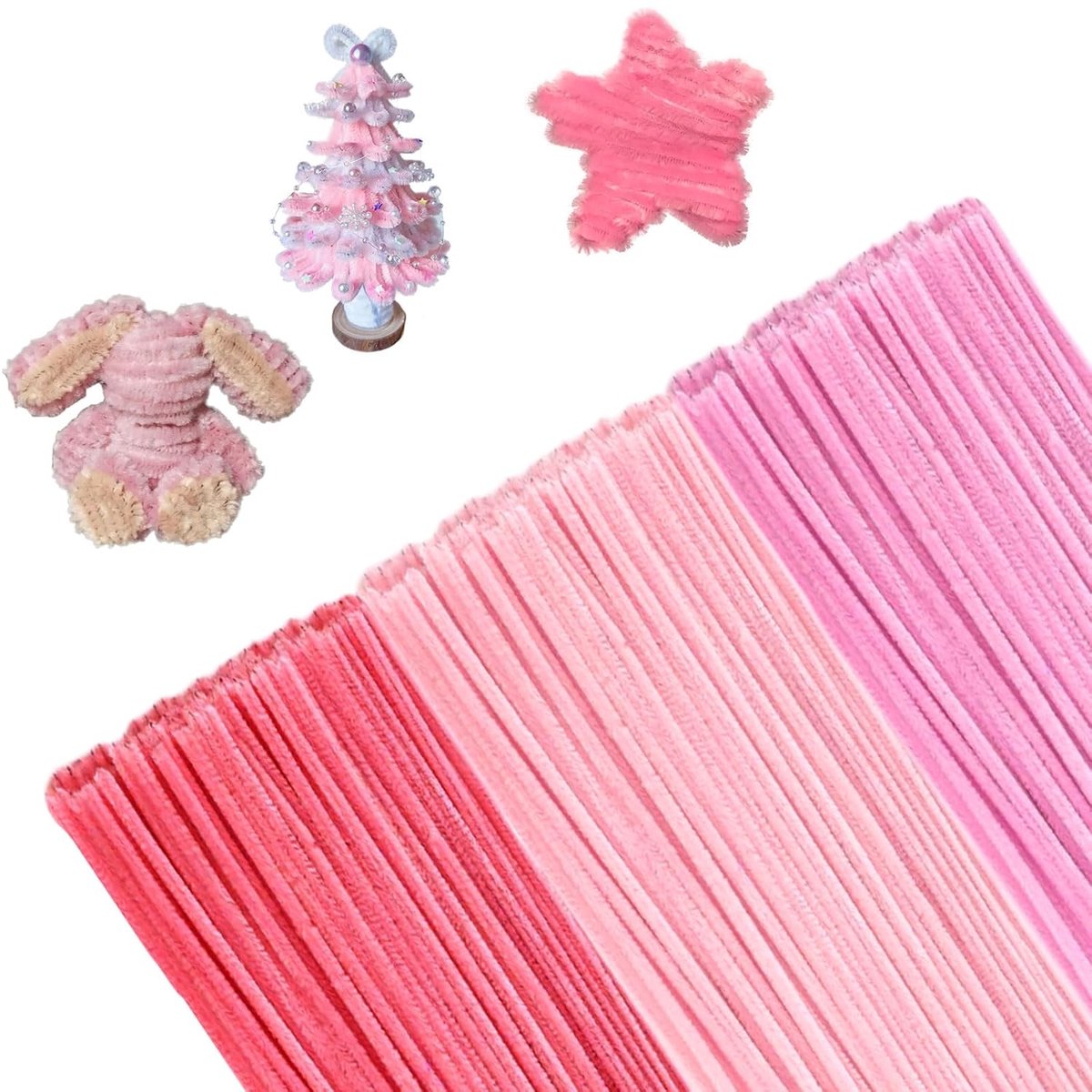 Knutseldraad - Chenille stelen - Creatief knutselen - Buigbaar en zacht - 300 stuks - Roze tinten