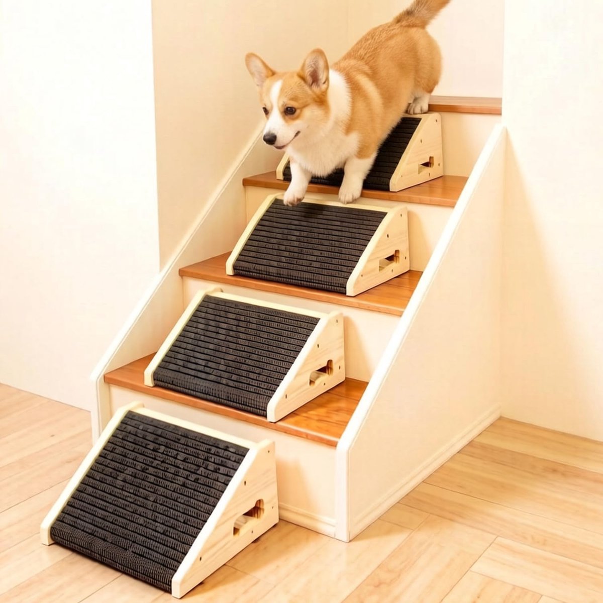 Trappen voor trappen, houten hondentrap, met antislip traptreden, huisdiertrap voor kleine honden en katten, huisdiertreden voor oudere of gewonde huisdieren