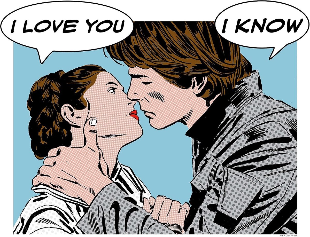 Wandafbeelding | Star Wars Classic Comic Quote Leia Han | Kinderkamer, jeugdkamer, decoratie, kunstdruk | zonder lijst | WB117-50x40 | Maat: 50 x 40 cm (breedte x hoogte)