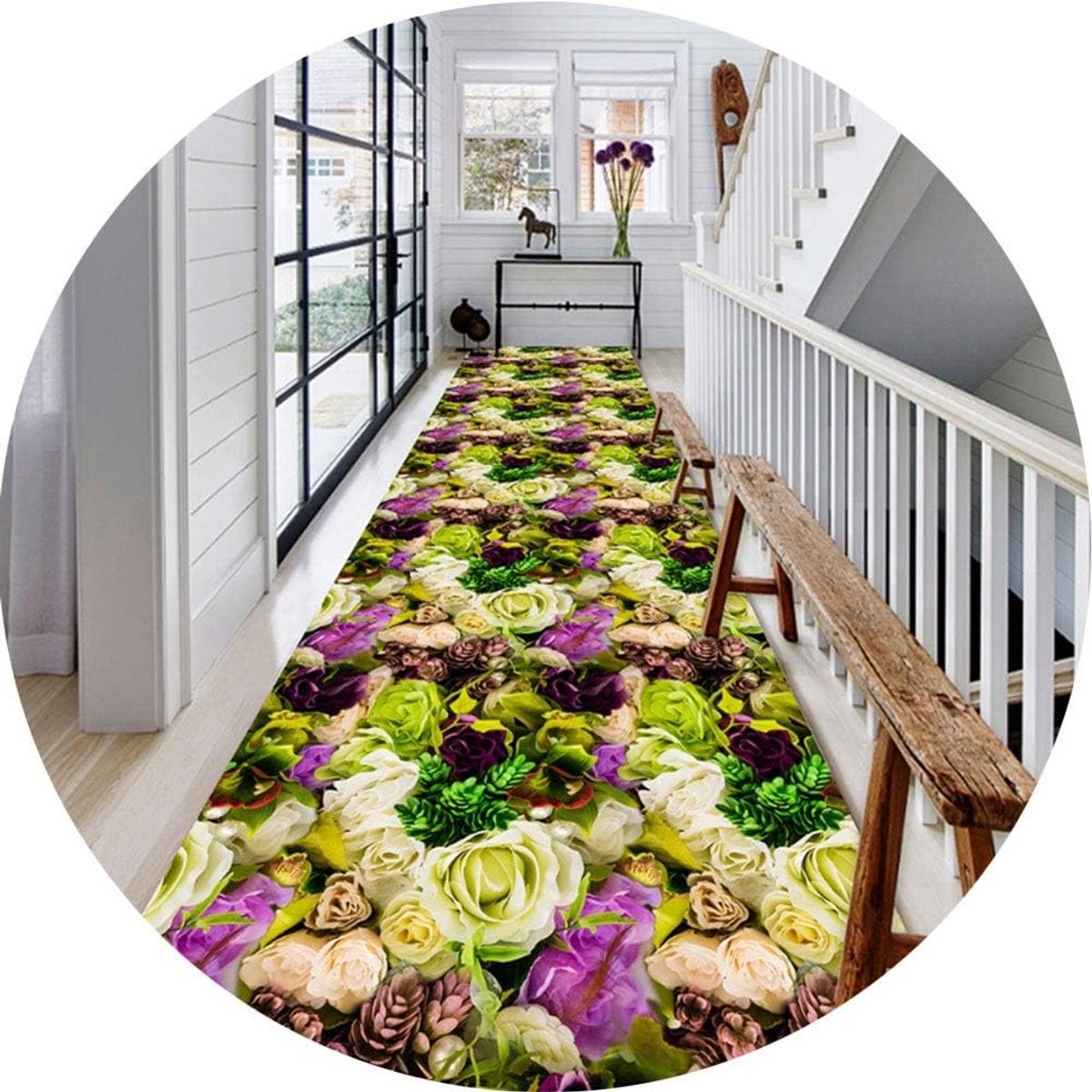 Lange loper tapijten voor hal gebied tapijten gang tapijt 3D roze roos hotels Restaurant Entree Cutable, meerdere maten (kleur: A, Maat: 1x3m)